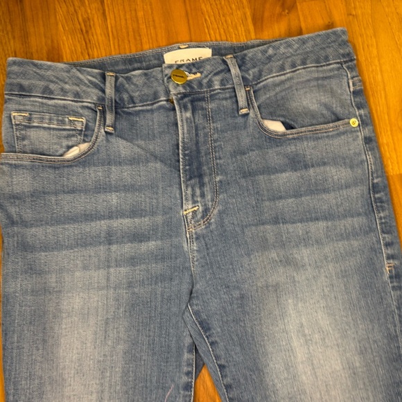 FRAME Le Crop Mini Boot Jeans Size 28 Blue Raw Hem Mid-Rise Bootcut Denim - Picture 6 of 7